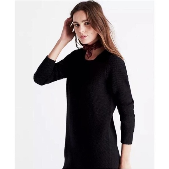 Madewell Button Back Cozy Sweater Knit Dress Black Size Medium NWT - Picture 3 of 9